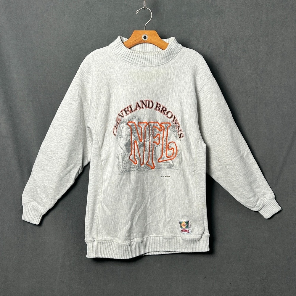 Vtg 1993 Cleveland Browns Nutmeg Mills Embroidered Sweatshirt Mens Large USA